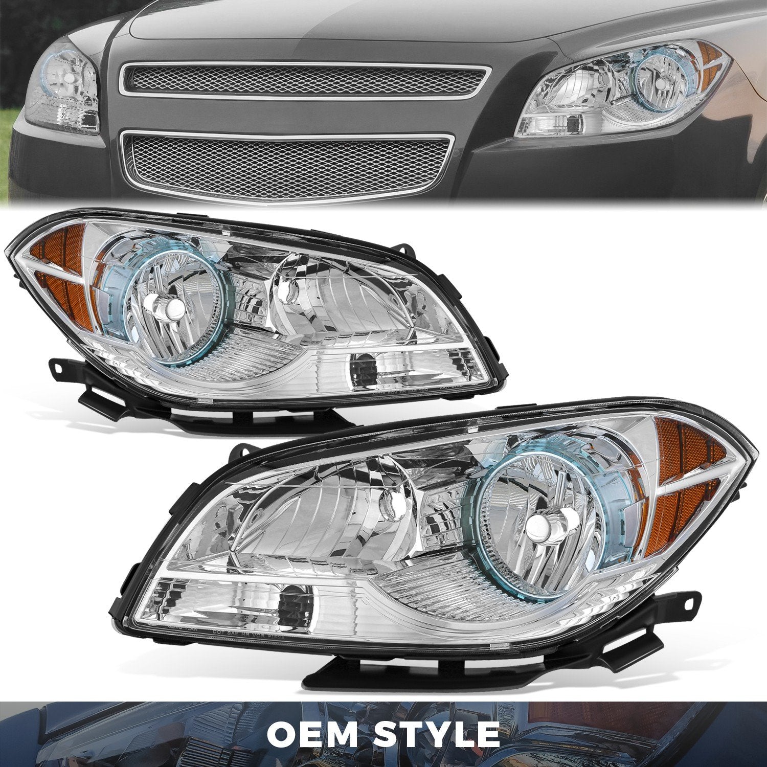 Factory Style Headlights fits 08-12 Chevy Malibu, image size:1500x1500