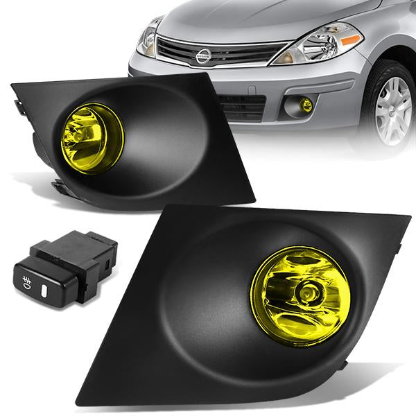 Front Fog Lights Lamps w/Black Bezel switch kits For 2007-2019-2011 Nissan Versa