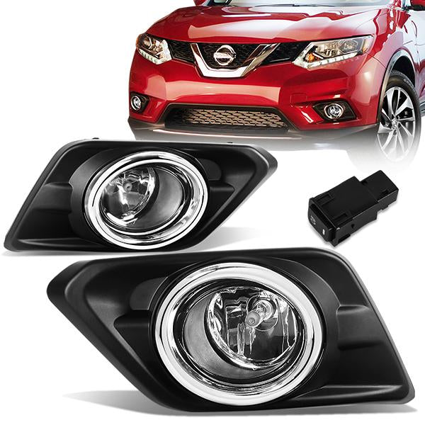 14-16 Nissan Rogue Clear Lens Fog Lights - W Bezel+switch+bulbs - Ca 