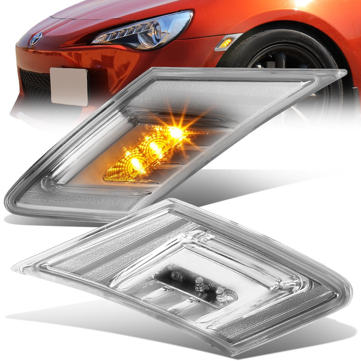 Chrome Housing Front LED Side Marker Turn Signal Lights13-16 Scion