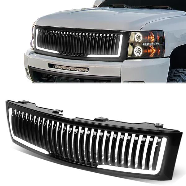Black Vertical Fence Style Front Bumper Grille For 2007-2013 Chevy Silverado 1500