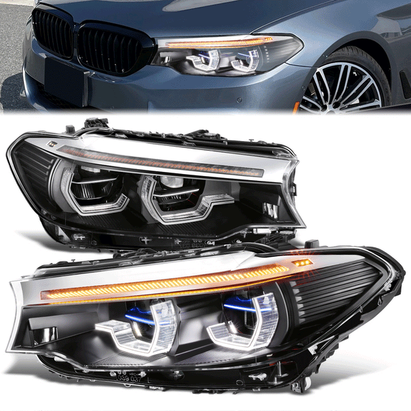 17-20 BMW 530i 540i/xDrive LED DRL Halo Sequential Headlights - CA Auto ...