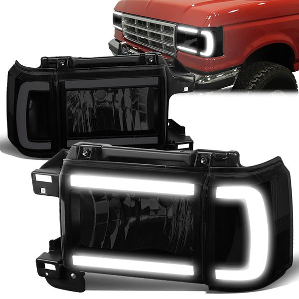 LED DRL Headlights87-91 FORD F150 F250 F350 Bronco - CA Auto Parts