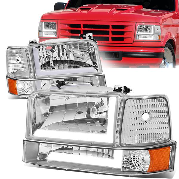 LED DRL Headlights92-96 Ford F-150 F-250 F-350 Bronco - CA Auto Parts