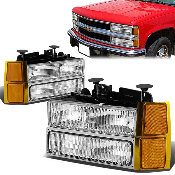 Black Housing Clear Lens Headlight Assembly - Fits 94-00 Chevy CK Pickup 1500 9 thumbnail image