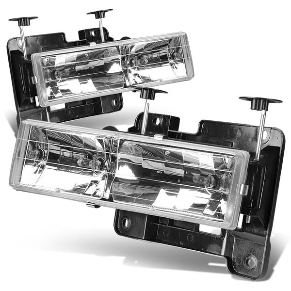 Chevy C/K Headlights Pair Of Black Housing Amber Corner Headlights For 1994-2000 Chevy C/K Pickup (C10, C1500, Etc.) Chevy C10 Headlights - Foto 4