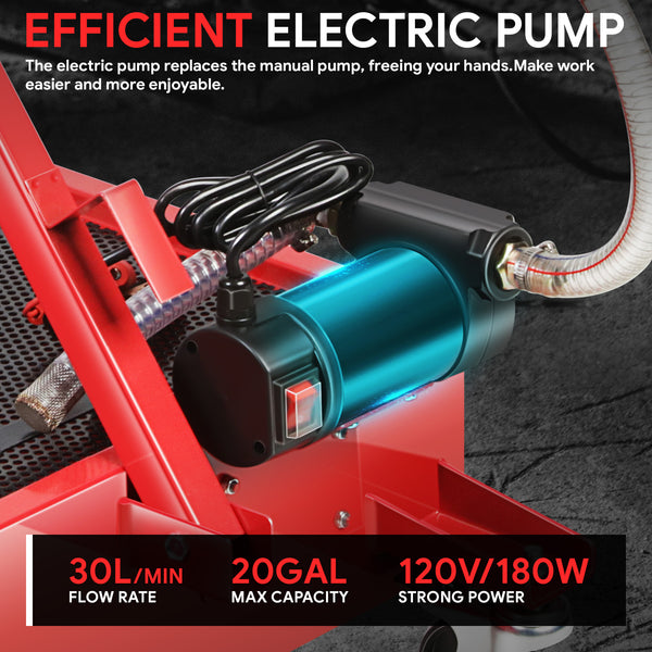20 Gallon Electric Pump Oil Drain Pan 180W Electric Pump & Wheels CA