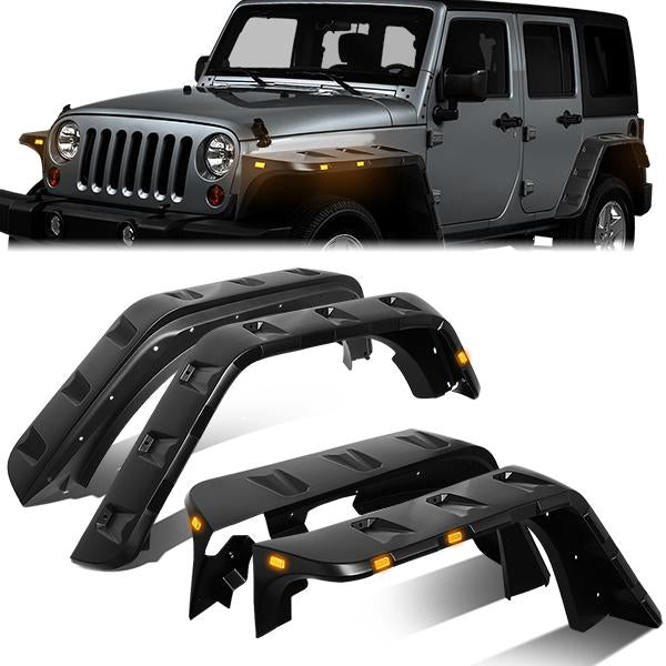 「191」07-18ラングラーJK用ポケット/リベットスタイルフェンダーフレア Pocket Style Matte Fender Flares07-18 Jeep Wrangler JK – CA Auto Parts