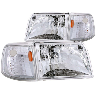 2pc Chrome Crystal Headlights w/Corner Lights <br>93-97 Ford Ranger