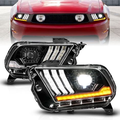 LED Projector Headlights w/Sequential Light Tube <br>10-14 Ford Mustang