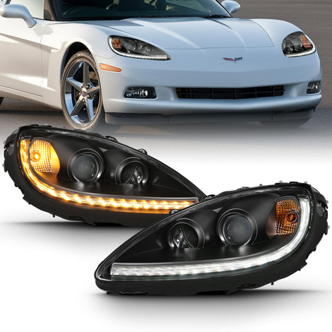 Plank Style LED Switchback Projector Headlight<br> 05-13 Chevy Corvette