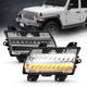 Chrome Clear Halogen Sequential Signal Headlights<br> 18-19 Jeep Wrangler JL