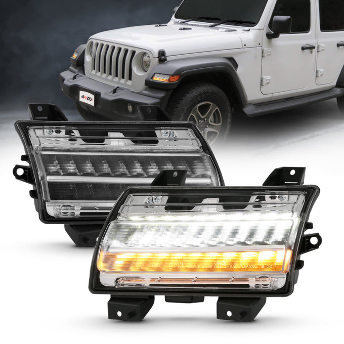 Chrome Clear Halogen Sequential Signal Headlights<br> 18-19 Jeep Wrangler JL