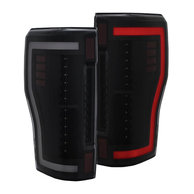 Black Housing Smoke Lens LED Taillights <br> 17-19 FORD F250/F350/F450 Super Duty