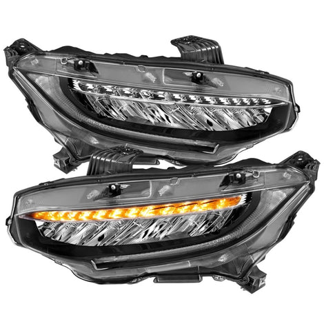 Black Projector Headlights w/Amber Corner <br>16-17 Honda Civic