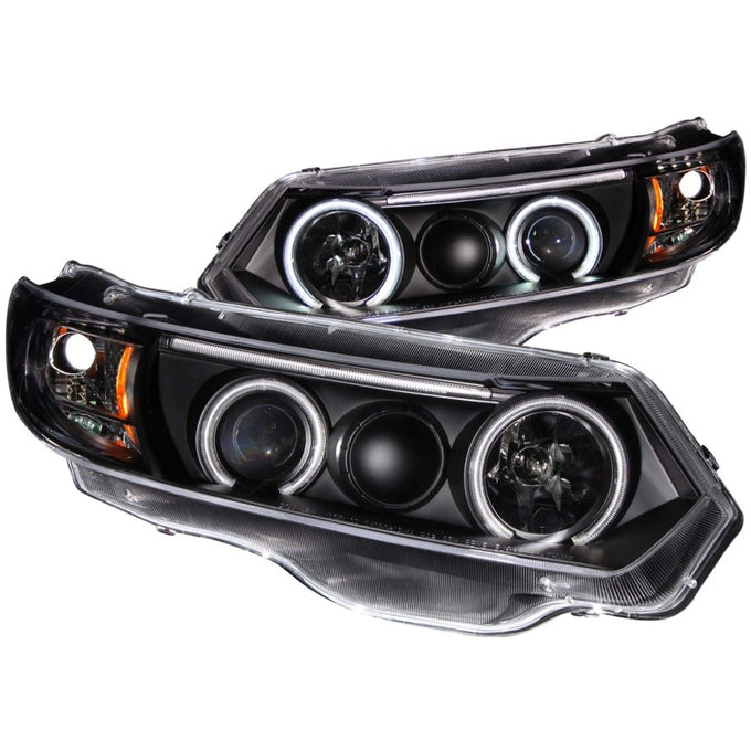 Black LED Halo Projector Headlights <br> 06-11 Honda Civic