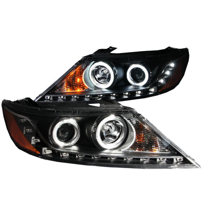 Black Projector Headlights w/RX Halo <br>11-13 Kia Sorento