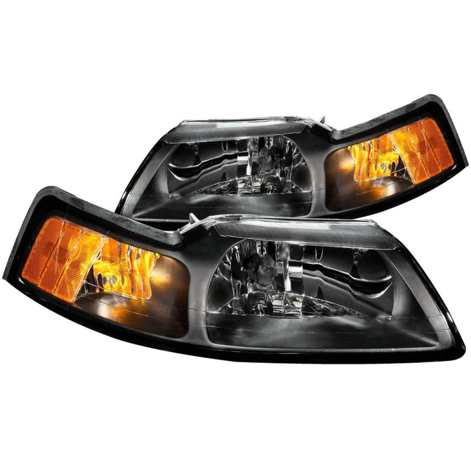 Black Crystal Headlights <br> 99-04 Ford Mustang