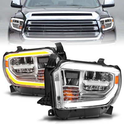 Chrome Housing  LED DRL Switchback Crystal Headlights <br> 14-17 Toyota Tundra