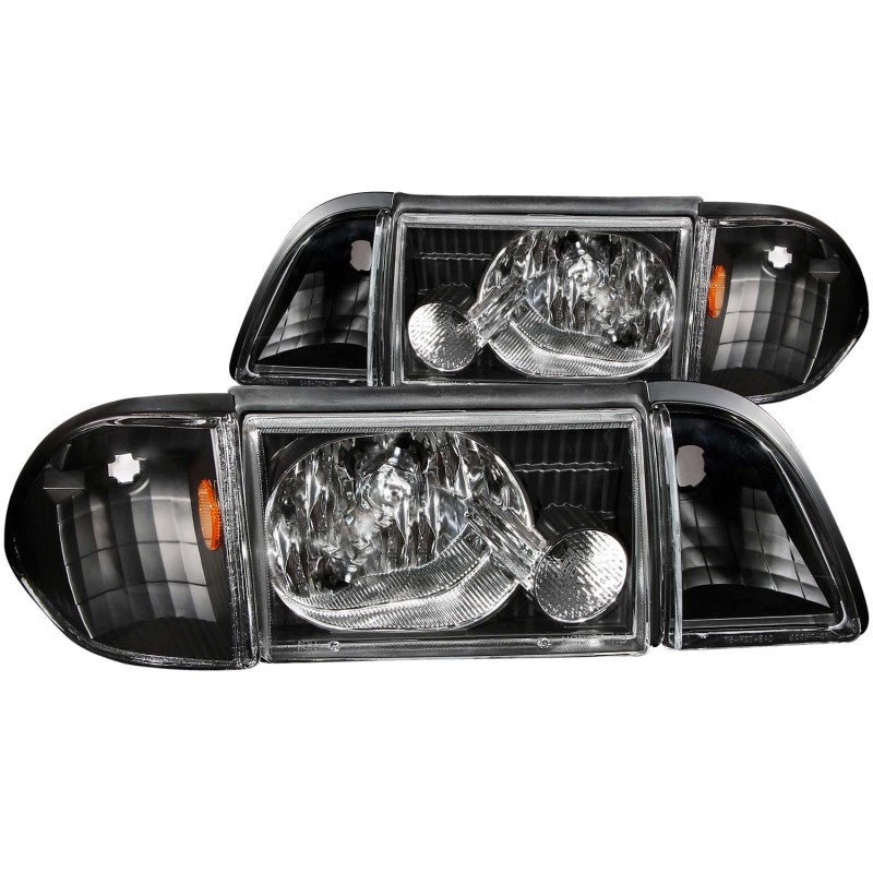 3pcs Black Crystal Headlights w/Corner Lights<br> 87-93 Ford Mustang
