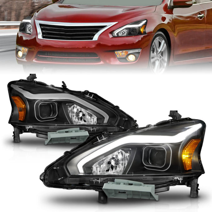 Black Housing LED DRL Projector Headlights <br> 13-15 Nissan Altima