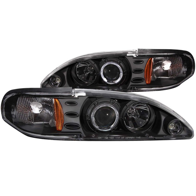 Black LED Halo Projector Headlights<br> 94-98 Ford Mustang