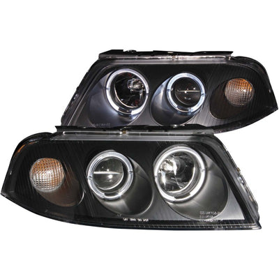 Black LED Halo Projector Headlights <br> 01-05 Volkswagen Passat
