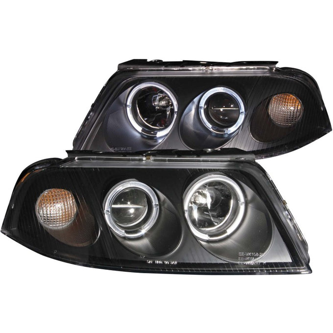 Black LED Halo Projector Headlights <br> 01-05 Volkswagen Passat