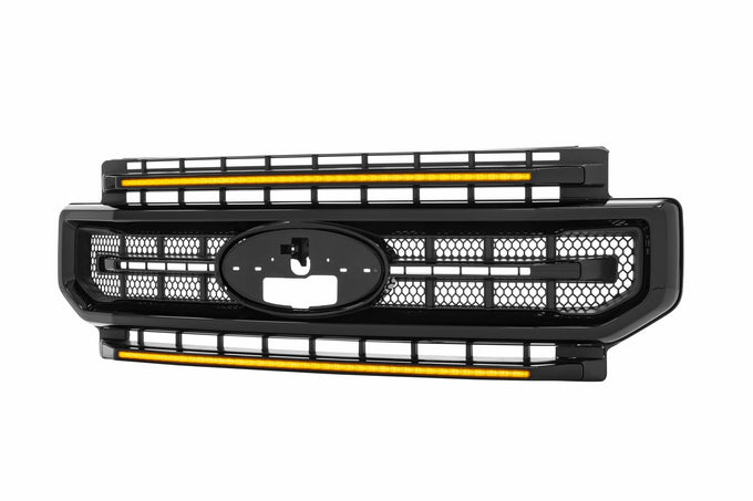 XBG LED Grille (Gloss Black / Amber DRL) <br> 20-22 Ford Super Duty