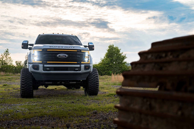 XBG LED Grille (Gloss Black / Amber DRL) <br> 20-22 Ford Super Duty