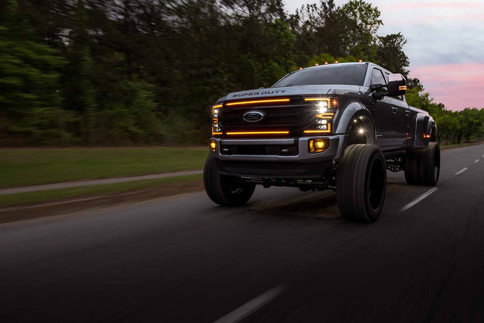 XBG LED Grille (Gloss Black / Amber DRL) <br> 20-22 Ford Super Duty