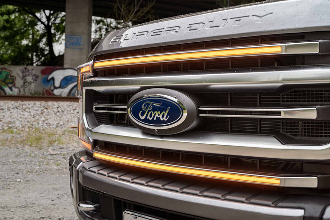 XBG LED DRL Grille Inserts Amber <br> 20-22 Ford Super Duty Platinum