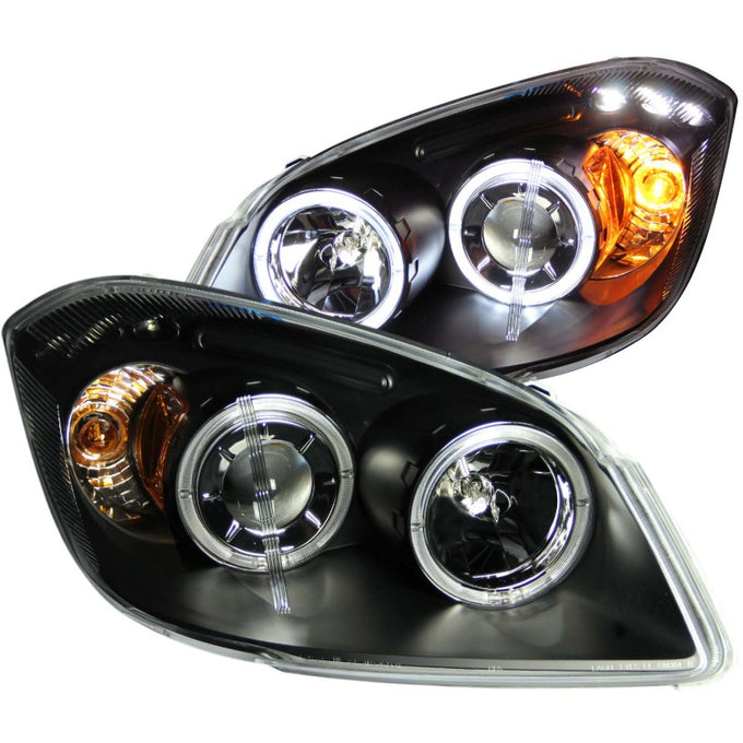 Black LED Halo Projector Headlights <br> 05-10 Chevy Cobalt