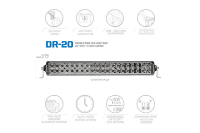 20 in. Dual Row LED Combo Spot Flood Light Bar <br> Universal