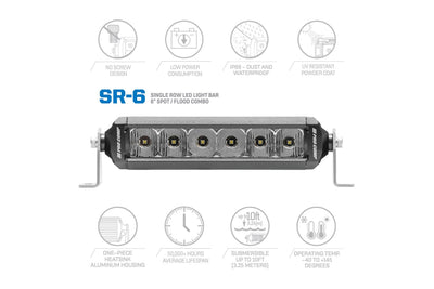 6 in. Single Row LED Combo Spot Flood Light Bar <br> Universal