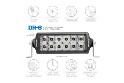 6 in. Dual Row LED Combo Spot Flood Light Bar <br> Universal