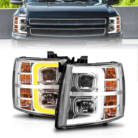 Chrome Housing LED DRL Sequential Projector Headlights <br> 07-13 Chevy Silverado 1500 2500 3500