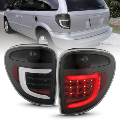 Black Clear LED Light Bar Tail Lights <br> 04-07 Dodge Grand Caravan