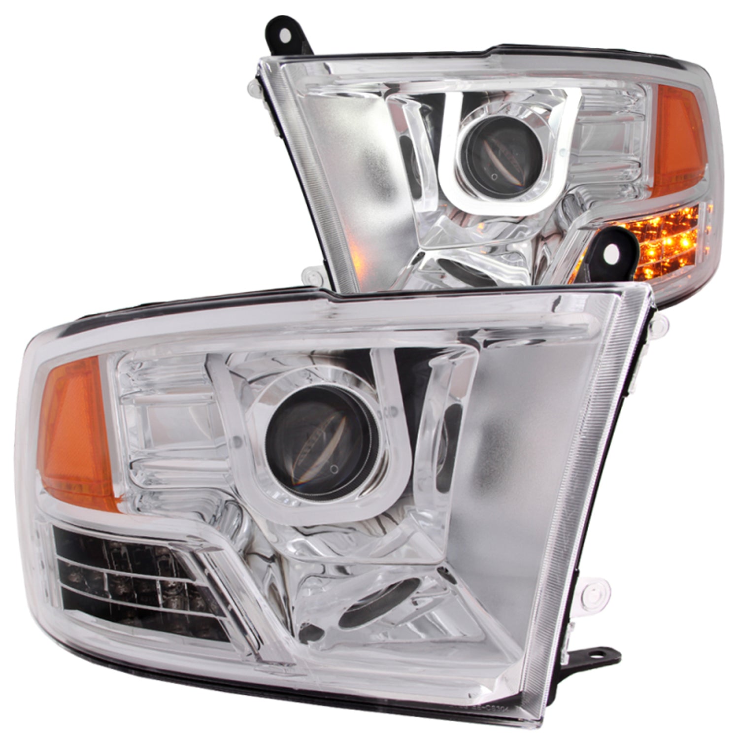 Chrome U-Bar Projector Headlights <br> 09-16 Dodge Ram 1500