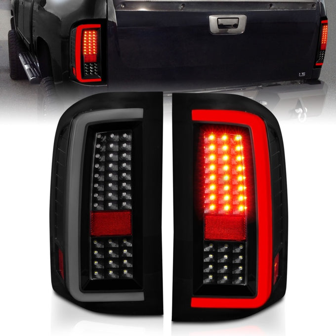 Black Smoke LED Light Bar Tail Lights <br> 07-13 Chevy Silverado1500/2500/3500