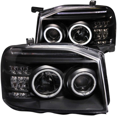 Black LED Halo Projector Headlights <br> 01-04 Nissan Frontier
