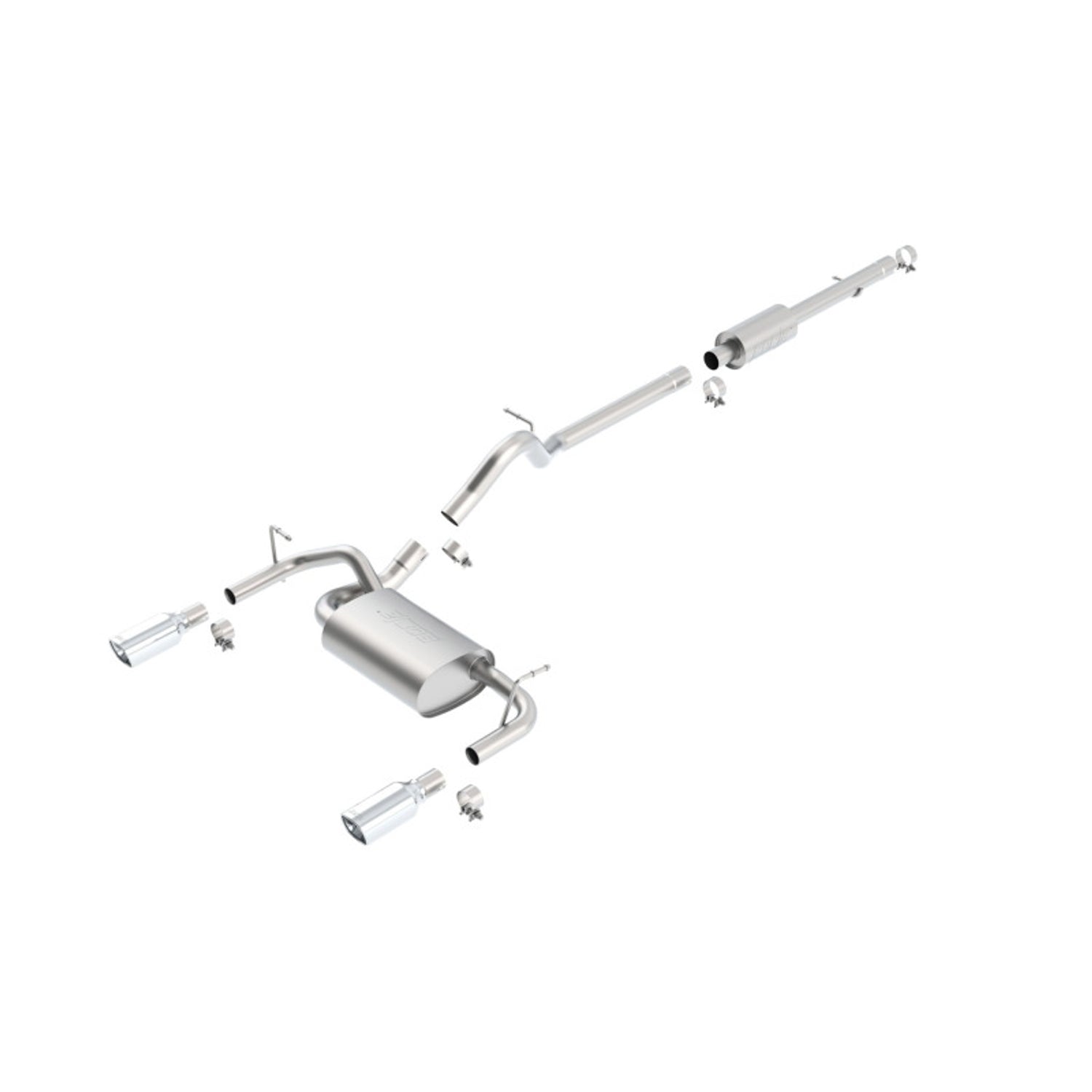 Touring Cat-Back Exhaust System <br> 12-17 Jeep Wrangler 3.6L V6 4-Door