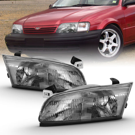 Chrome Amber Crystal Headlights <br> 97-99 Toyota Camry