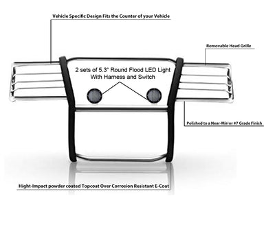 Grille Guard Kit <br>09-10 Dodge Ram 1500, 11-18 1500, 19-24 1500 Classic