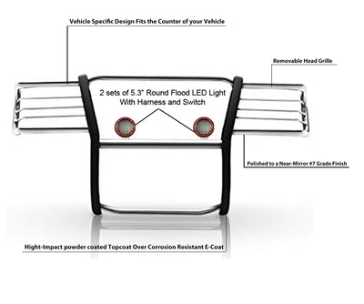 Grille Guard Kit <br>09-10 Dodge Ram 1500, 11-18 1500, 19-24 1500 Classic