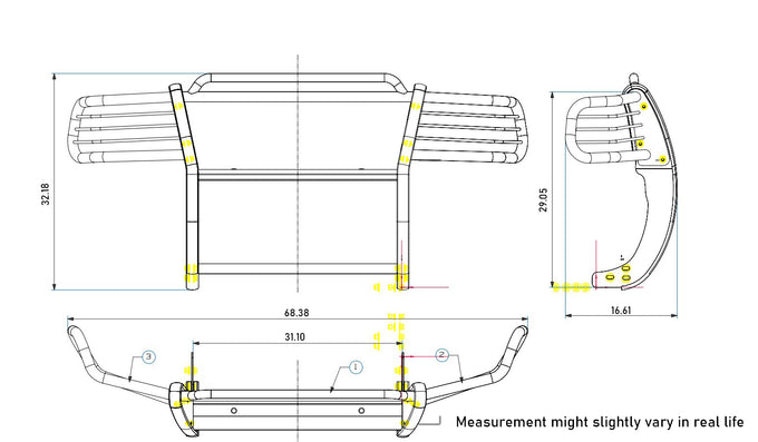 Grille Guard Kit <br>01-12 Ford Ranger