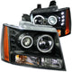 Black LED Halo Projector Headlights <br> 07-13 Chevy Avalanche, 07-14 Suburban