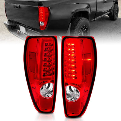Chrome Red/Clear LED Light Bar Tail Lights <br> 04-12 Chevy Colorado/GMC Canyon
