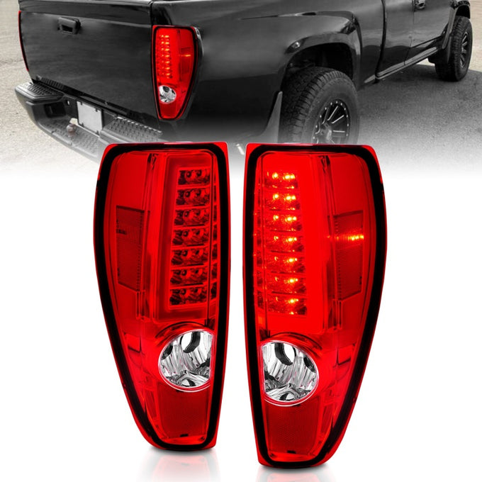 Chrome Red/Clear LED Light Bar Tail Lights <br> 04-12 Chevy Colorado/GMC Canyon