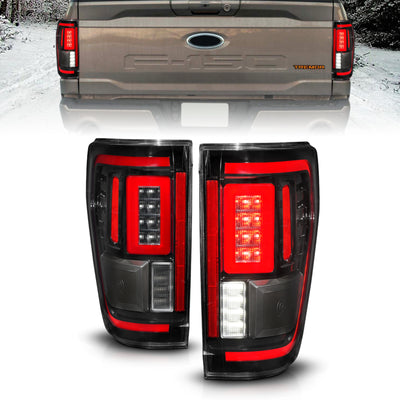 Black Housing LED Sequential Signal Taillights <br> 21-23 Ford F-150